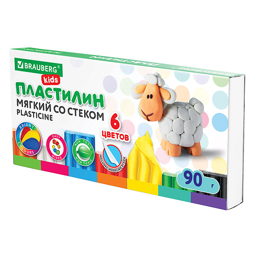

BRAUBERG Пластилин мягкий восковой KIDS, Пластилин мягкий восковой KIDS