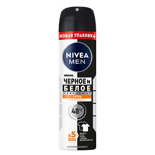 

NIVEA MEN Антиперспирант спрей "Черное и белое" Невидимый EXTRA, MEN Антиперспирант спрей "Черное и белое" Невидимый EXTRA