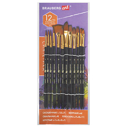 Кисти художественные набор 12 шт, синтетика, № 1-12