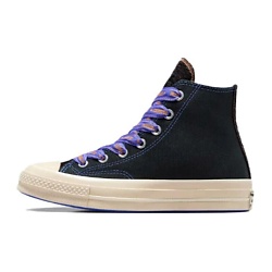 Кроссовки Chuck 70 High Ribbon Laces Black Blue Flame