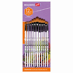 Кисти художественные набор 12 шт, синтетика, овальные № 1-12