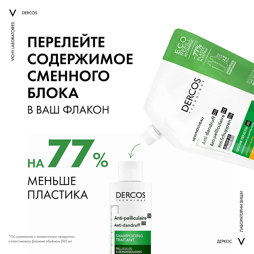 VICHY Шампунь-уход для сухих волос интенсивный Dercos Anti-Dandruff (рефил) – фото 10