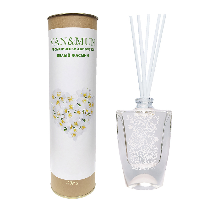 Изображение товара VAN&MUN Ароматический диффузор Белый жасмин с палочками 45 мл