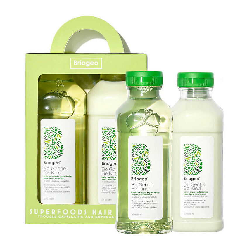 Изображение товара BRIOGEO Набор :Восстанавливающий шампунь + кондиционер Superfoods Matcha & Apple, 369 мл + 369 мл