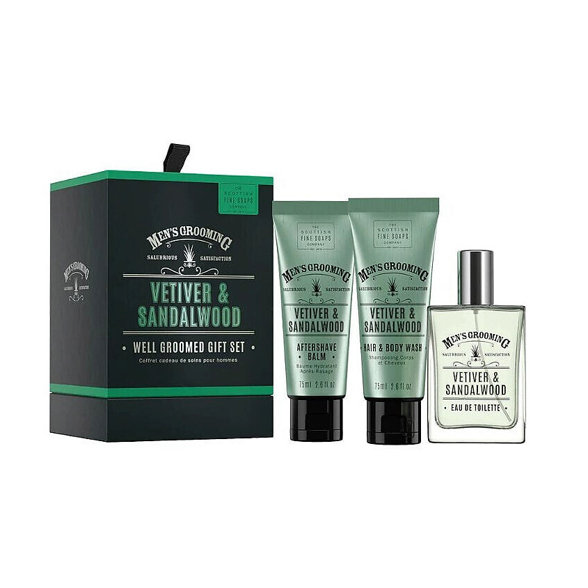 Изображение товара SCOTTISH FINE SOAPS Набор Vetiver & Sandalwood Well Groomed Gift Set, 75 мл + 75 мл + 50 мл