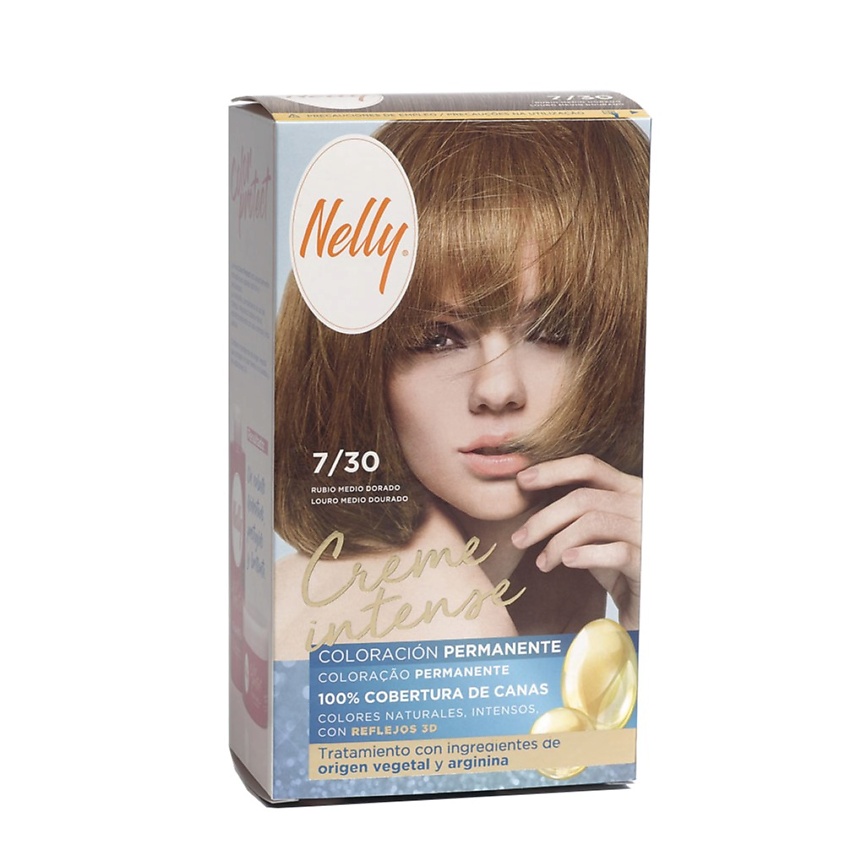 Изображение товара Краска для волос NELLY Crème Intense 7/30 Золотисто-русый стойкая с уходом и маской
