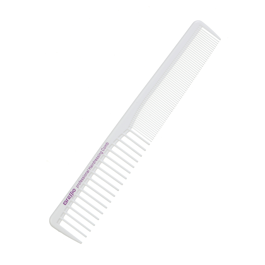 Изображение товара GRESSIO Парикмахерская расческа - гребень со скошенным краем белая 18 см, белый