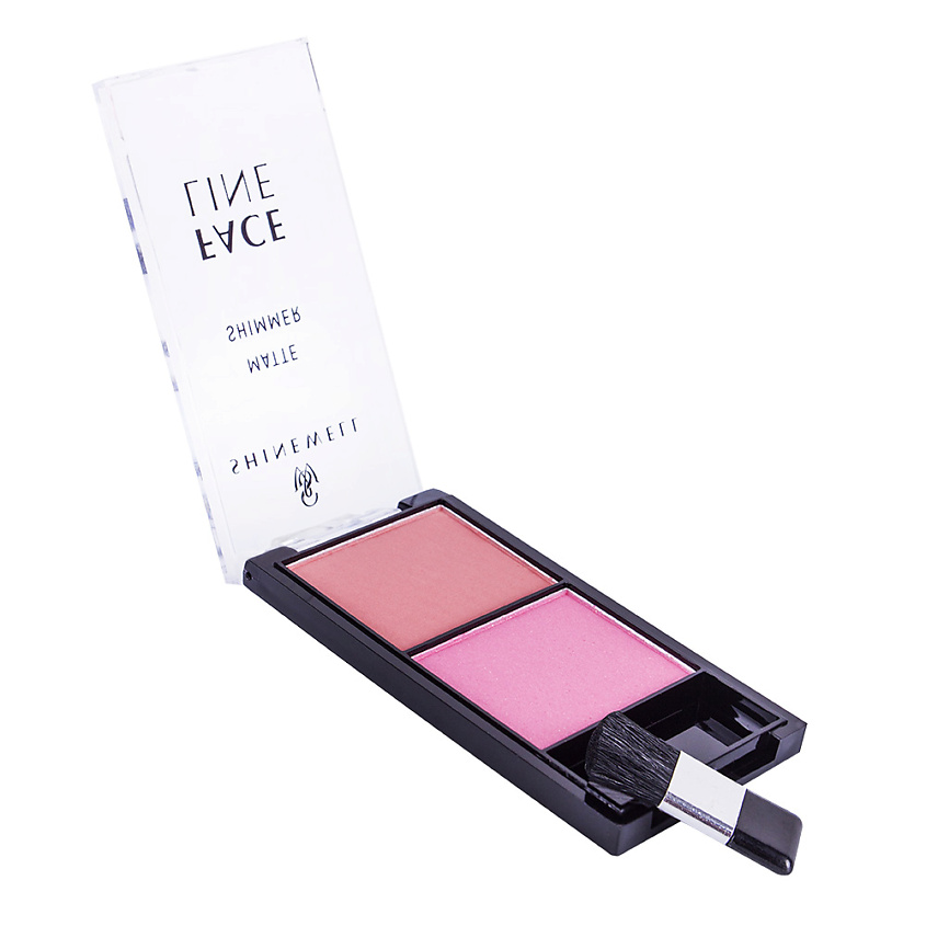 Изображение товара SHINEWELL Двойные румяна с матовым и шиммер эффектом, 03 розовый, персиковый