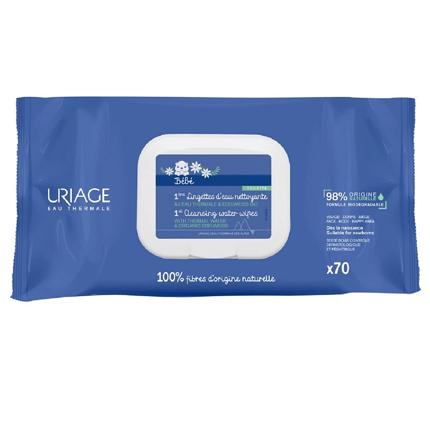 Изображение товара URIAGE Первые очищающие салфетки, 70 шт
