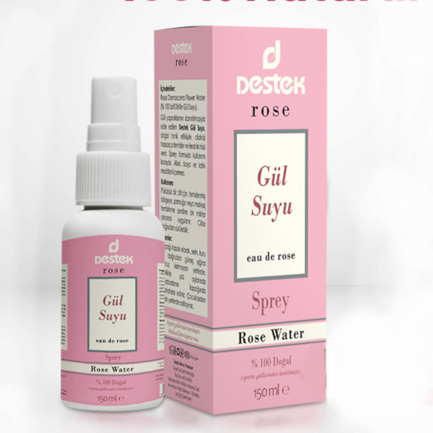 Изображение товара Розовая вода DESTEK из лепестков дамасской розы 150 мл натуральный гидролат для лица тела и рук