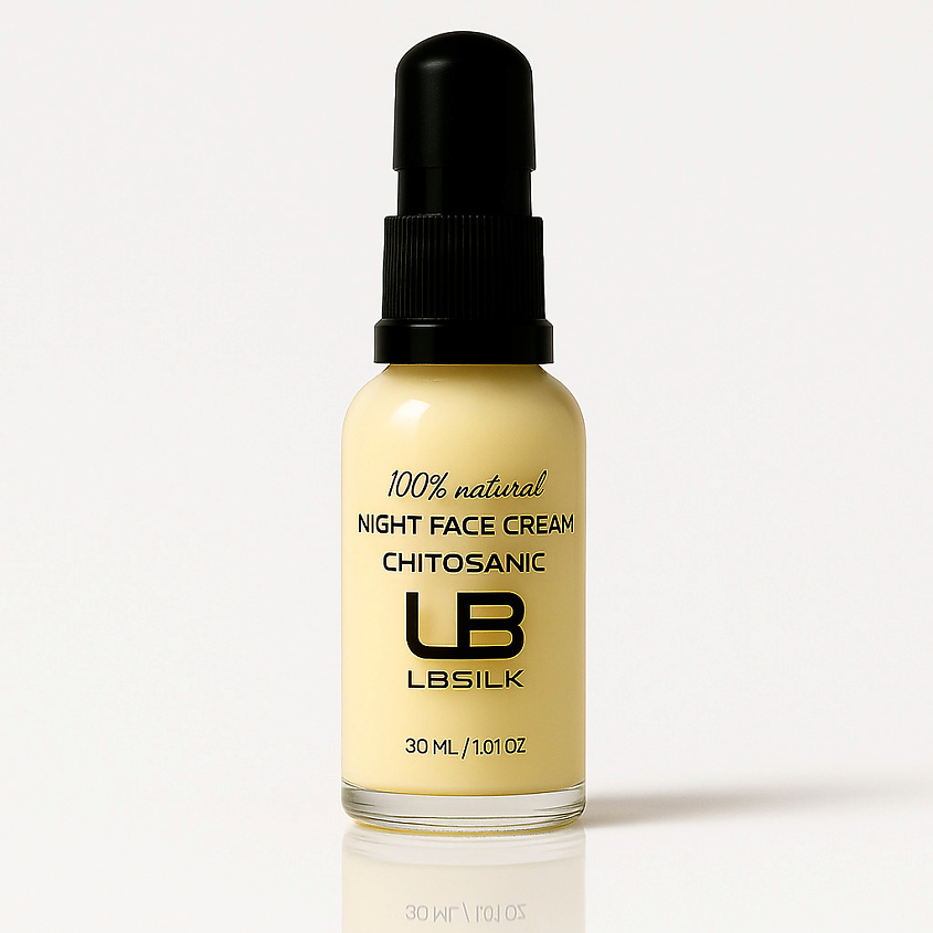 Изображение товара LBSILK Ночной крем для лица с хитозаном, шелком и маслами арганы и макадамии, 1 шт.