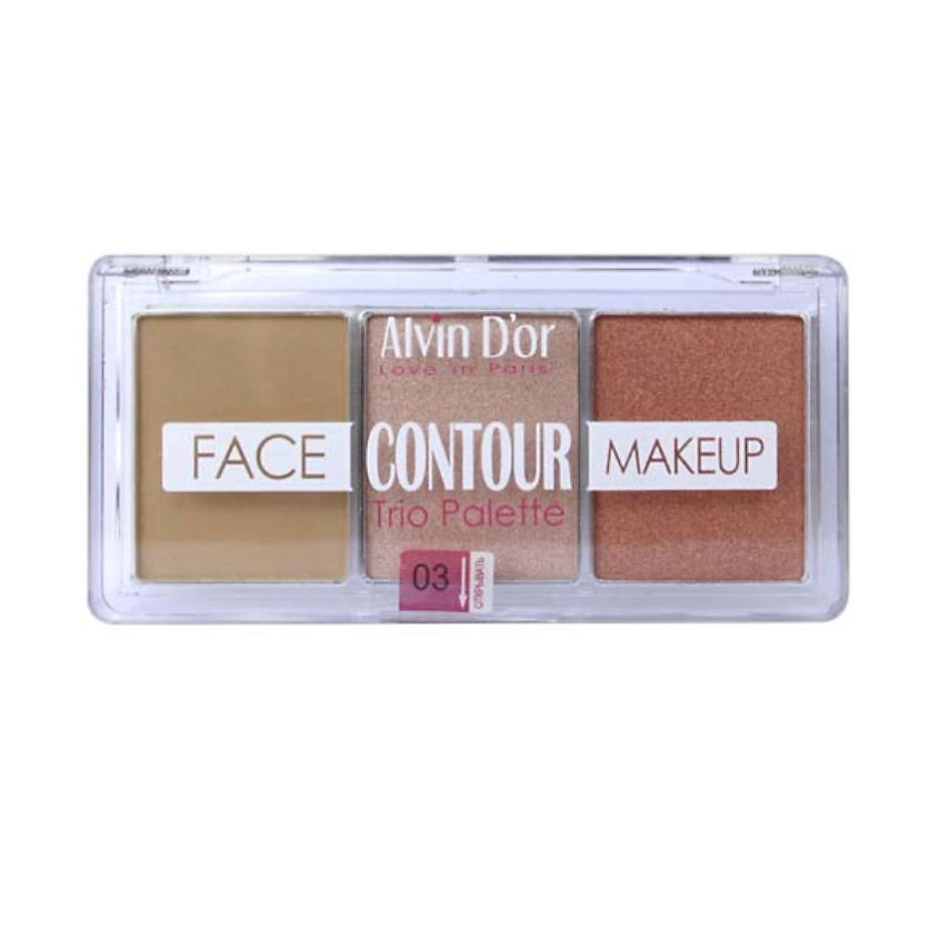 Изображение товара ALVIN D’OR Палетка для скульптурирования лица 3х1 Контуринг+хайлайтер+румяна, 03 Dark