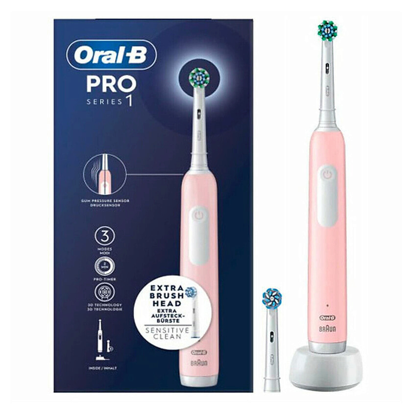 Изображение товара ORAL-B Электрическая зубная щетка Pro Series 1 + 2 насадки, Розовый
