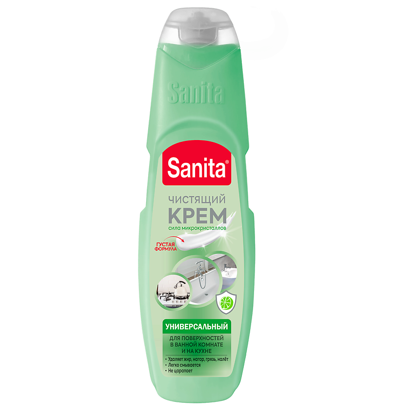 Изображение товара SANITA Крем УНИВЕРСАЛ Зеленый чай и лайм 600 мл - универсальное чистящее средство