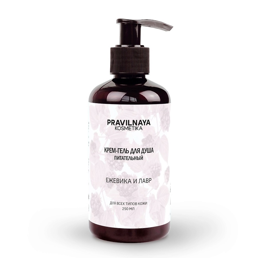 Изображение товара P+K PRAVILNAYA KOSMETIKA Тонизирующий крем-гель для душа со смягчающим эффектом Ежевика & Лавр, 250 мл