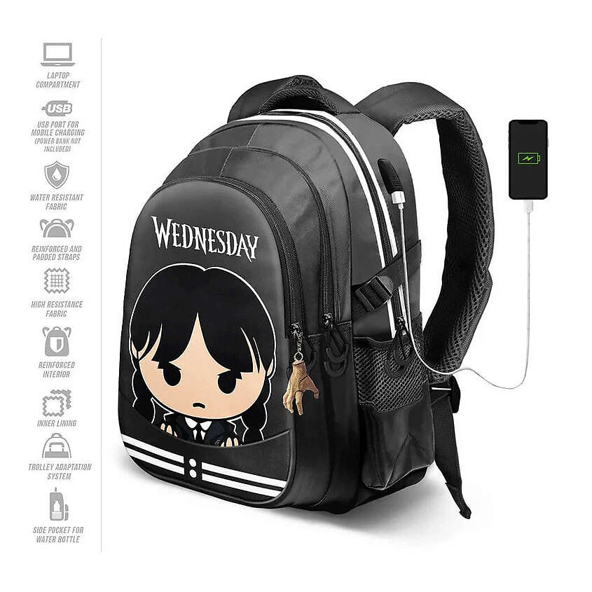 Изображение товара КАРАКТЕРМАНИЯ Рюкзак Wednesday Cute Plus Running 46х34х21 см Черный Женский