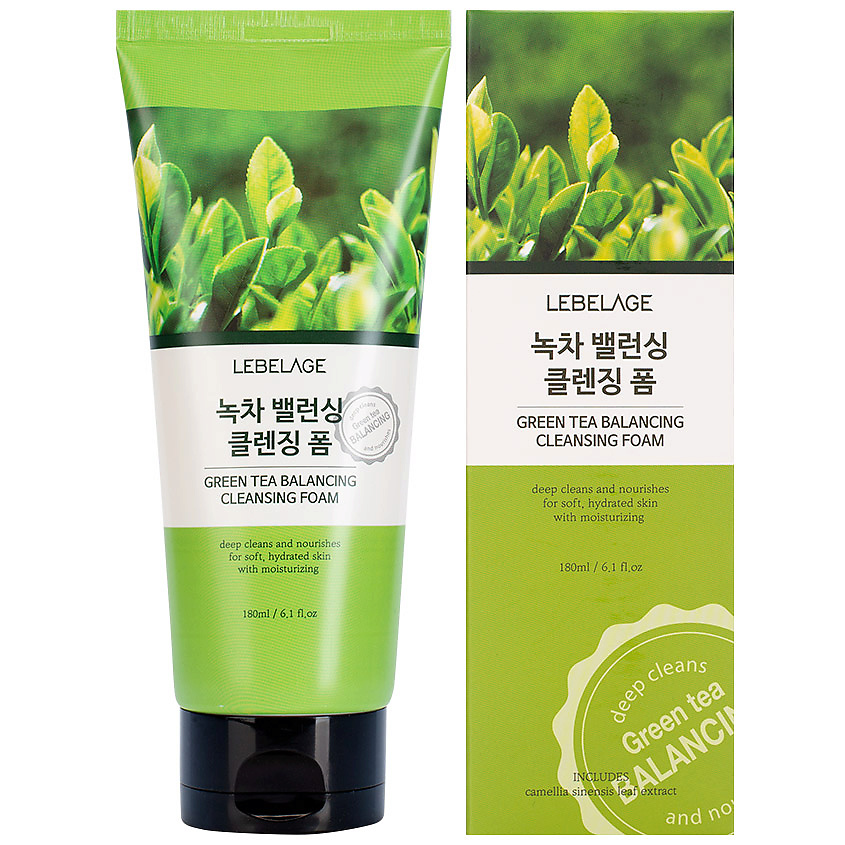 Изображение товара LEBELAGE Балансирующая пенка для умывания с зеленым чаем, 180 мл