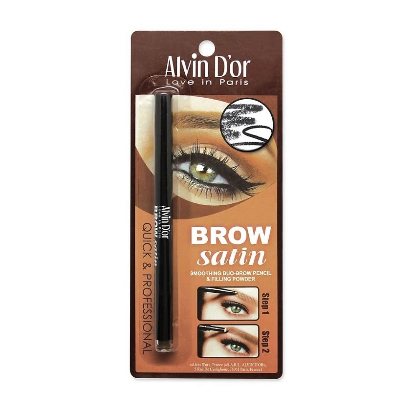 Изображение товара ALVIN D’OR Карандаш для бровей (карандаш+пудра) Brow Satin, 03 Dark grey