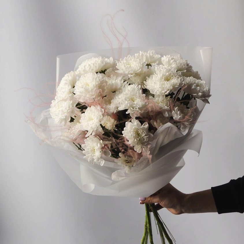 Изображение товара ИВА Воздушное облако, нежный букет из 3 веток пышных хризантем, Букет