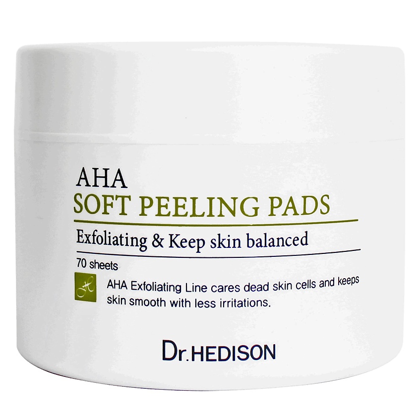 Изображение товара DR. HEDISON Салфетки для лица AHA Soft Peeling Pad, 70 шт.