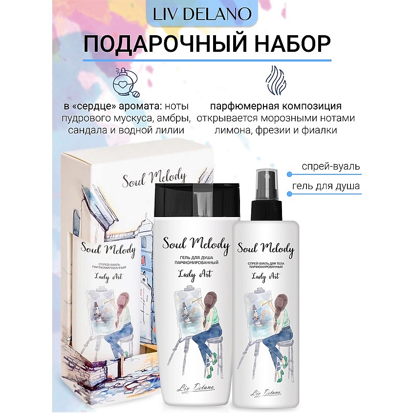 Изображение товара LIV DELANO Подарочный набор Soul Melody Lady Art, 200мл, 250мл