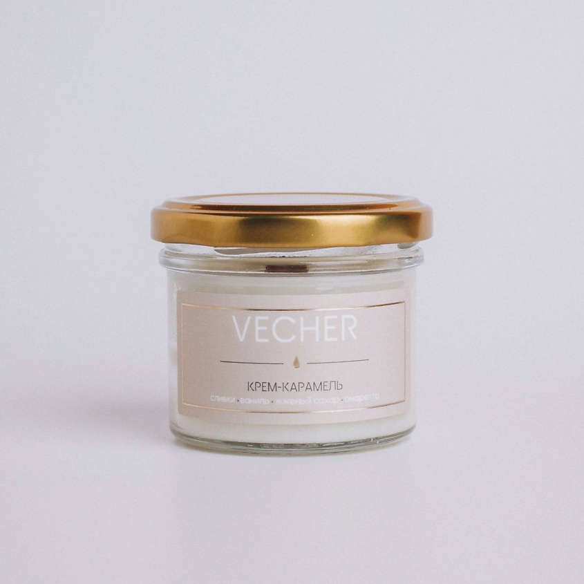 Изображение товара Ароматическая свеча VECHER Крем-Карамель 125 мл деревянный фитиль