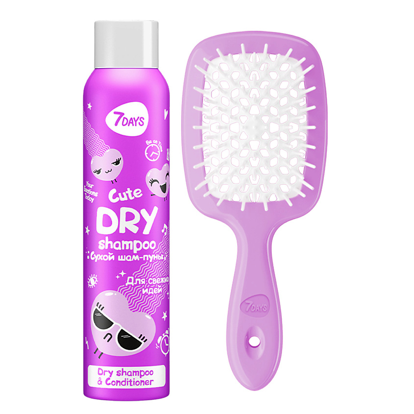 Изображение товара Набор сухой шампунь и расческа CUTE 200 мл + массажная расческа