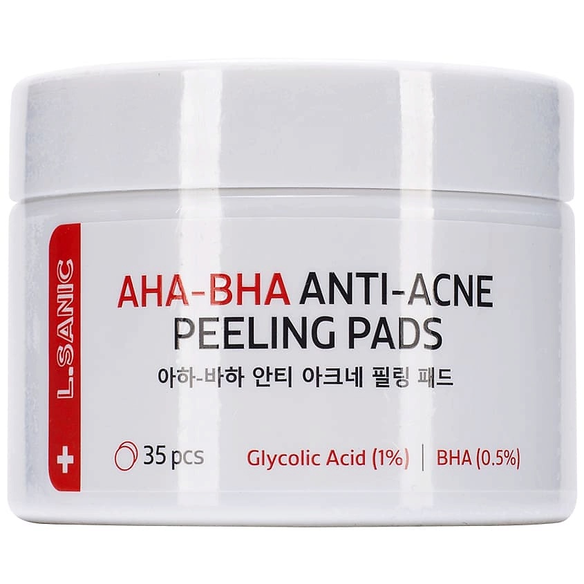 Изображение товара LSANIC Диски для лица отшелушивающие с AHA и BHA кислотами против несовершенств кожи, 35 шт.