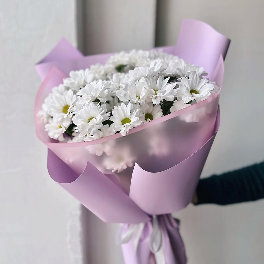 Изображение товара ЦВЕТОЧНАЯ МАСТЕРСКАЯ VETKA Монобукет из белой кустовой хризантемы, Букет