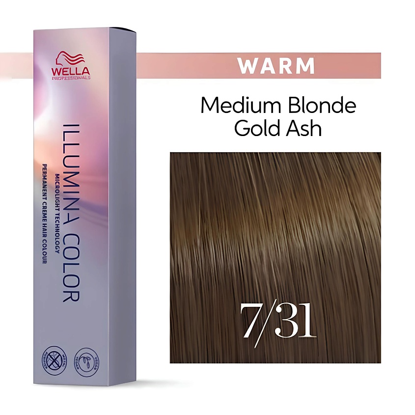 Изображение товара Профессиональная стойкая крем-краска для волос Illumina Color 7/31 блонд золотисто-пепельный