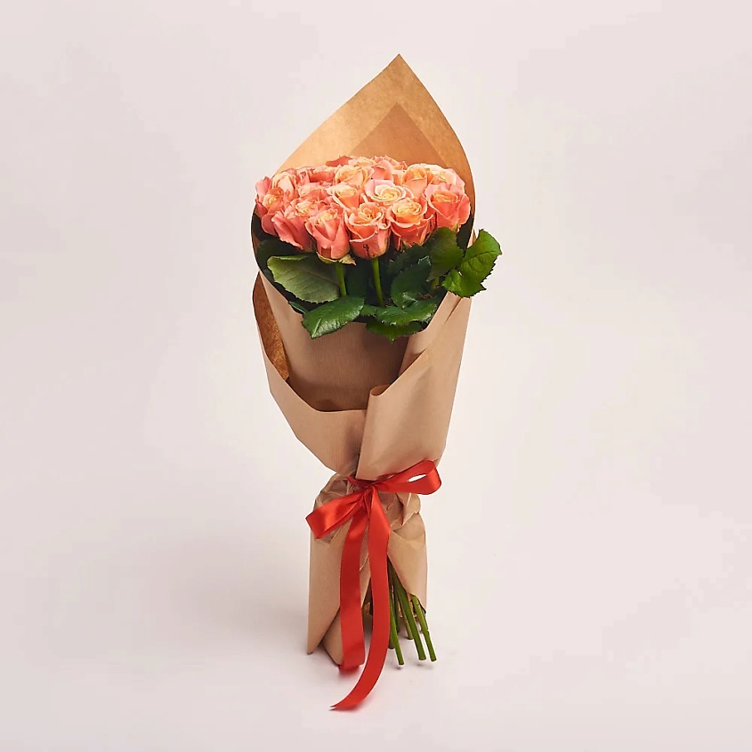 Изображение товара AZALIANOW ЦВЕТЫ. ПОДАРКИ. ДЕКОР Букет из 19 коралловых роз в крафте, Букеты и композиции из живых могут на несколько тонов отличаться от изображений. Часть цвета искажается в зависимости от настроек экрана.