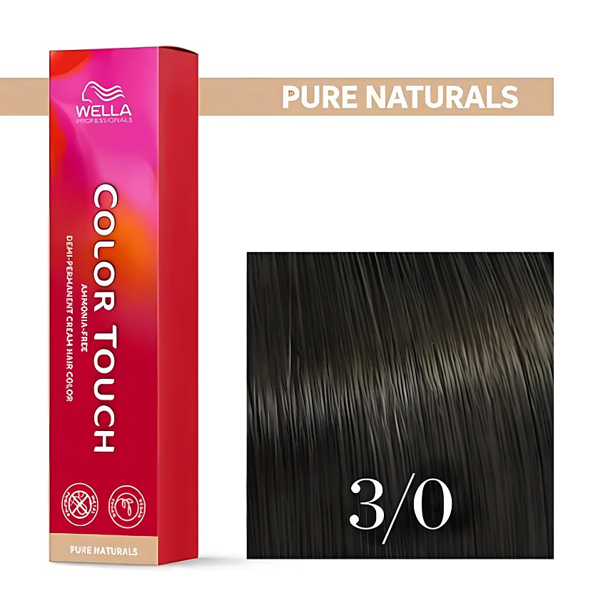 Изображение товара Оттеночная крем-краска для волос WELLA PROFESSIONALS Color Touch 3/0 темно-коричневый без аммиака