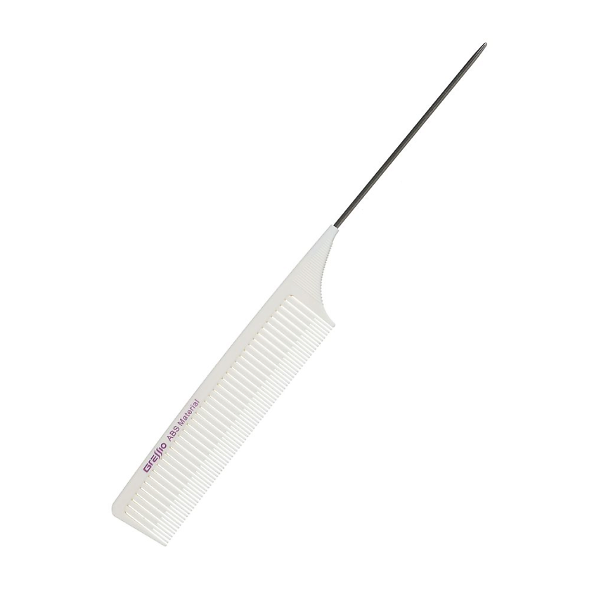 Изображение товара GRESSIO Парикмахерская расческа-гребень с металлической хвостиком, белый