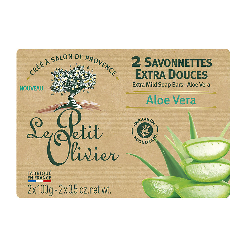 Изображение товара LE PETIT OLIVIER Мыло экстра нежное Алоэ Вера Aloe Vera Soap, 2х100 г