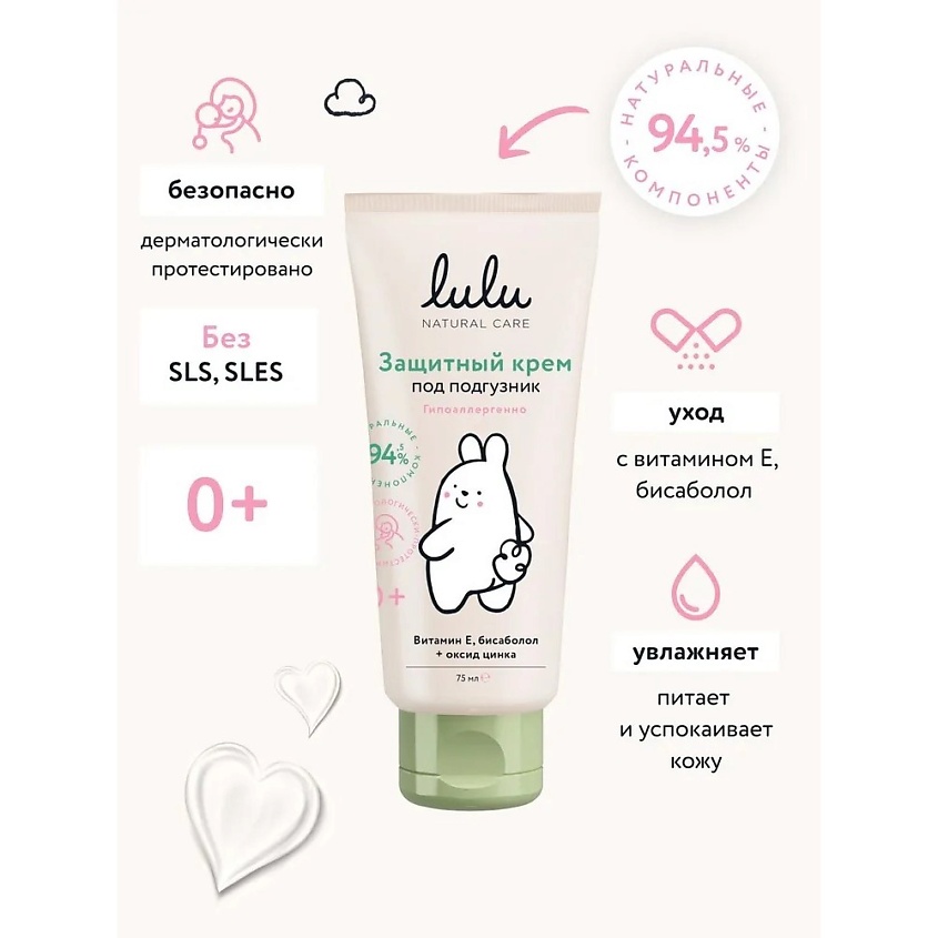 Изображение товара Детский защитный крем под подгузник LULU 75 мл для нежной кожи малышей