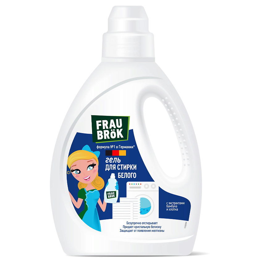 Изображение товара Гель для стирки белого FRAU BRÖK 1000 мл для машинной и ручной стирки