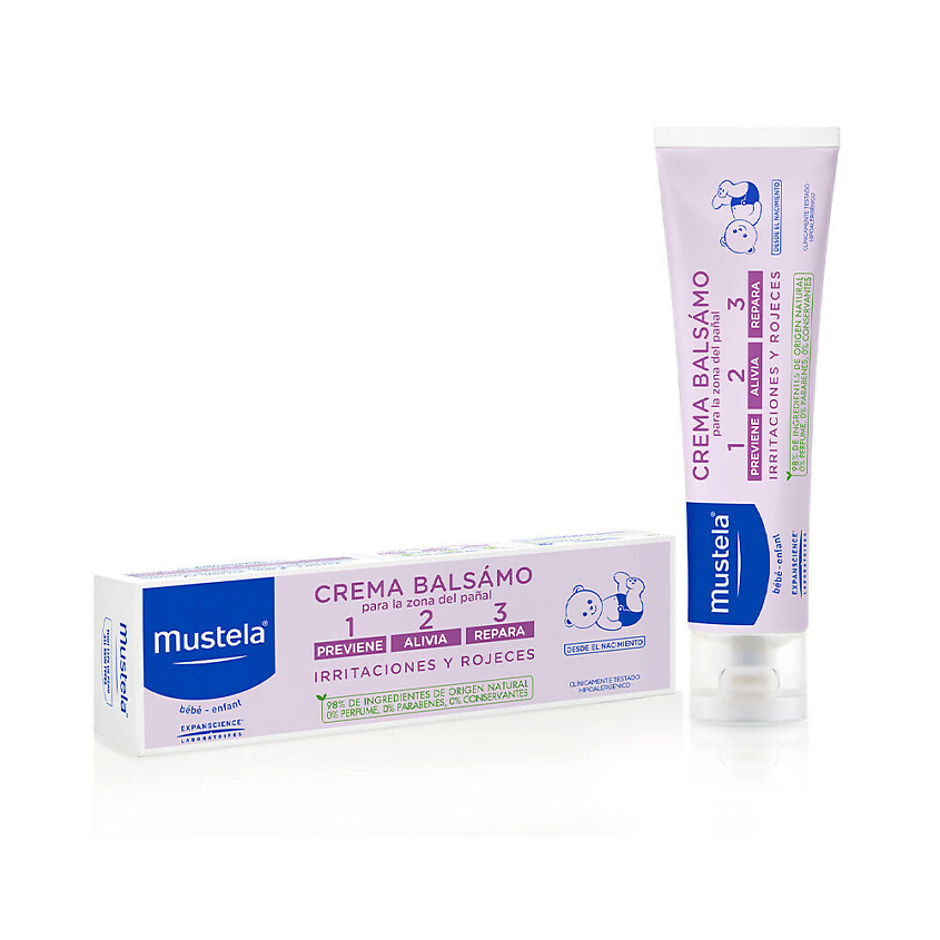 Изображение товара MUSTELA Успокаивающий крем под подгузник 1 2 3 Vitamin Barrier Cream, 50 мл