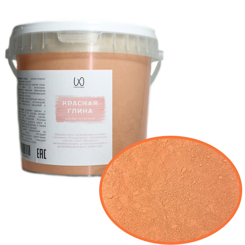 Изображение товара LOOKAREA Глина косметическая красная, 1 кг для ухода за кожей