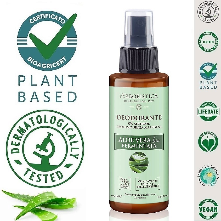Изображение товара L`ERBORISTICA Натуральный Дезодорант-спрей без алюминия с органическим соком Алоэ Вера, 100 мл
