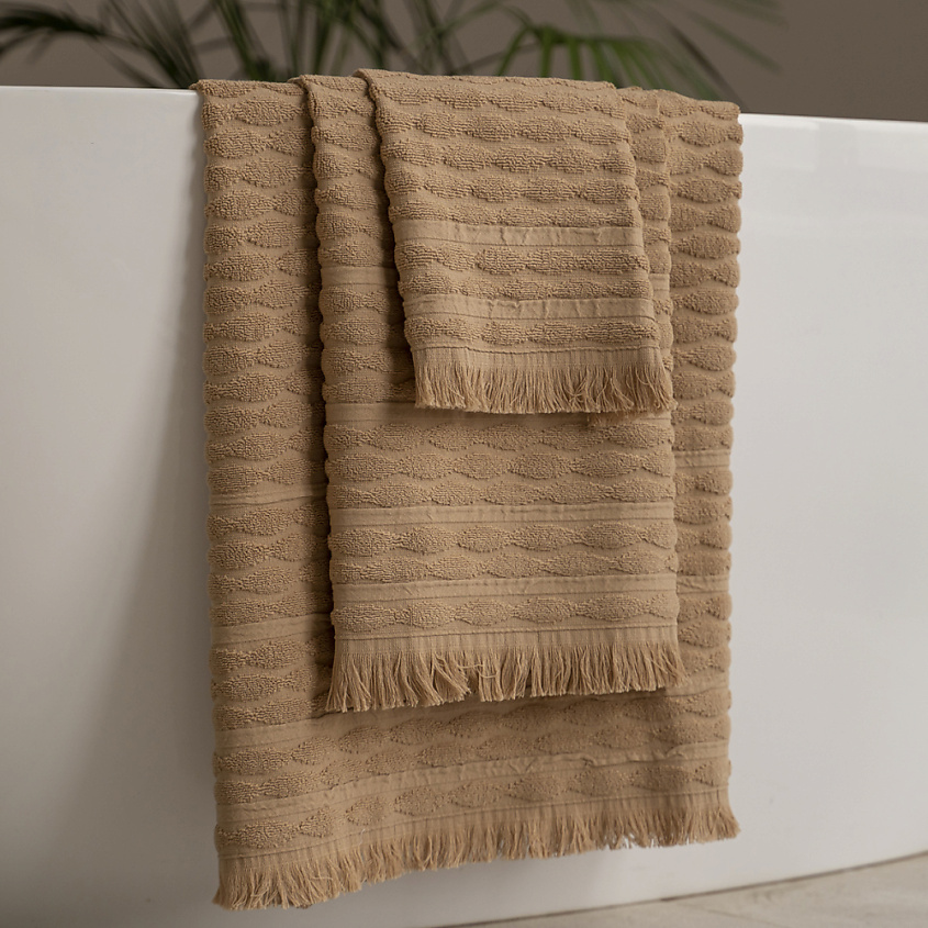 Изображение товара Махровое полотенце 'Вэйв' бежевое 70х140 см от PASIONARIA