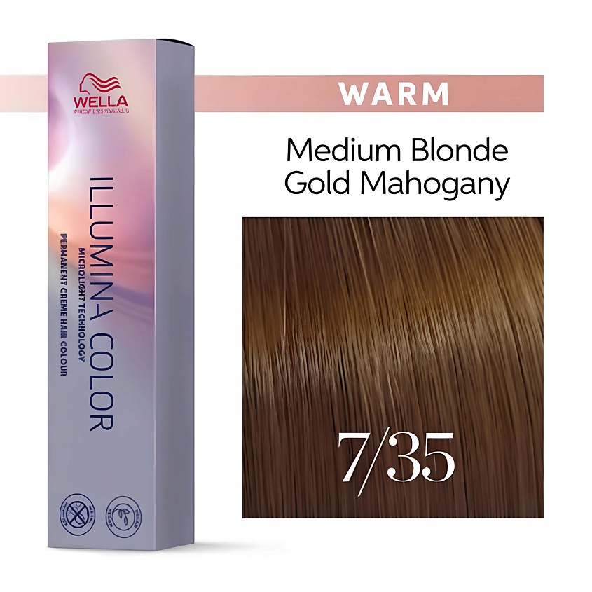 Изображение товара Wella Professionals Illumina Color 7/35 блонд золотисто-макравиновый стойкая крем-краска для волос