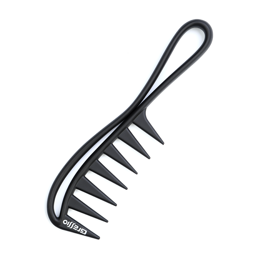 Изображение товара GRESSIO Парикмахерская расческа, гребень с крупными зубчиками для ежедневного ухода, черный