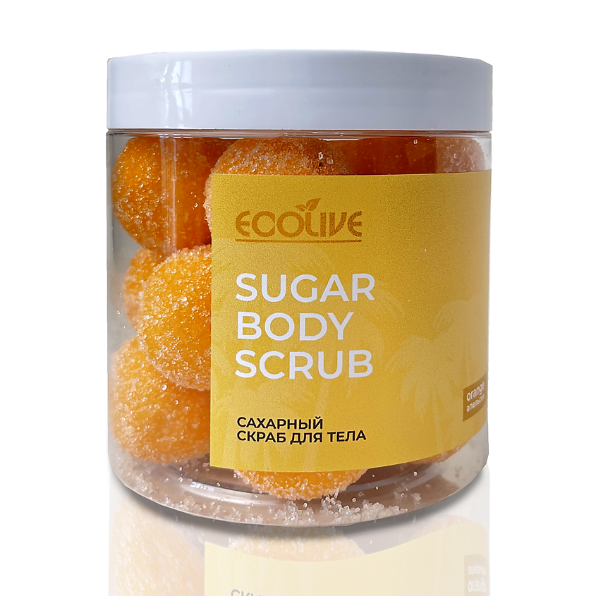 Изображение товара Сахарный скраб для тела ECOLIVE апельсин шарики увлажнение и антицеллюлит