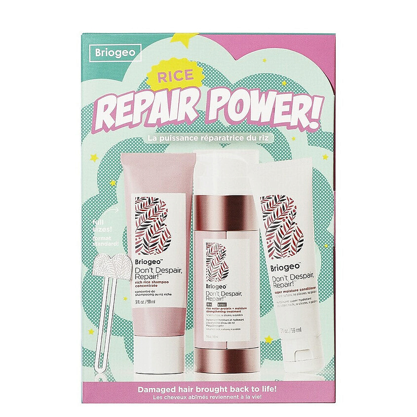 Изображение товара BRIOGEO Набор по уходу за волосами Rice Repair Power, 90 мл + 59 мл + 59 мл