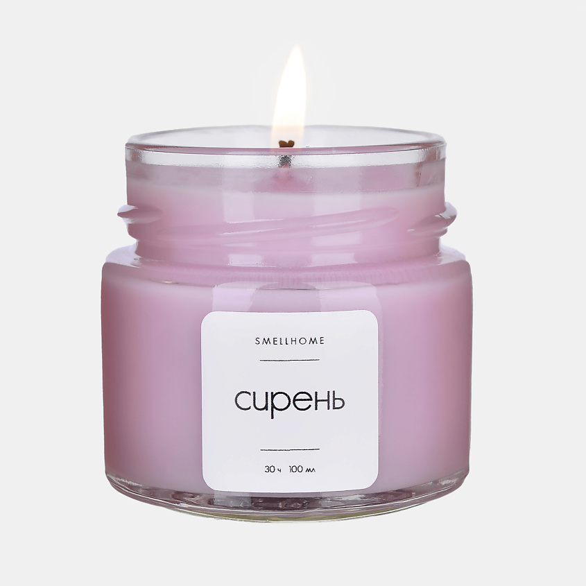 Изображение товара Ароматическая свеча Сирень от SMELLHOME 100 мл натуральный в банке