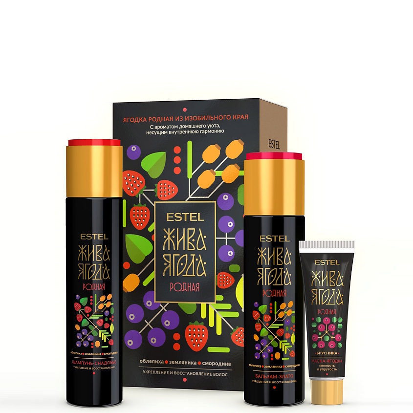 Изображение товара ESTEL PROFESSIONAL Набор для укрепления волос родная ЖИВА ЯГОДА, 300 мл; 250 мл; 5*30 мл