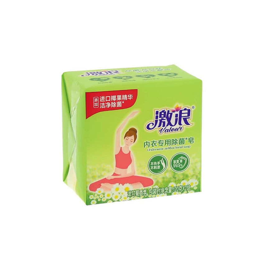 Изображение товара VALEUR Мыло антибактериальное для стирки нижнего белья гипоаллергенное с эфирным маслом ромашки, 120 гр. х 2 шт.