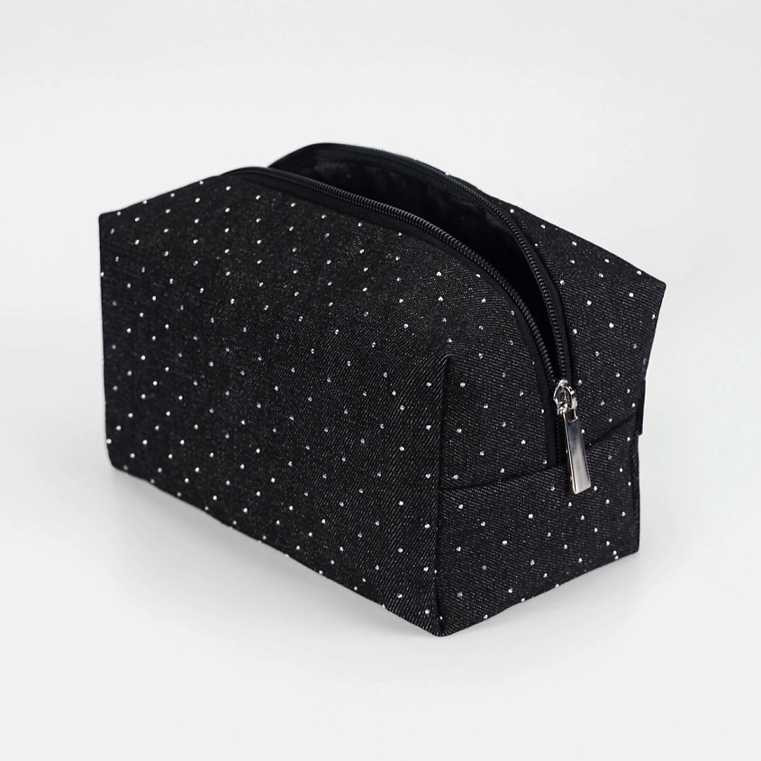 Изображение товара JILLAS Косметичка джинсовая со стразами, цвет: черный