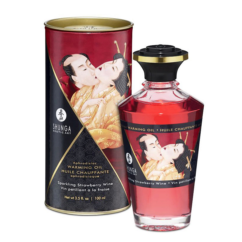 Изображение товара SHUNGA Масло интимное массажное Игристое клубничное вино, 100 мл