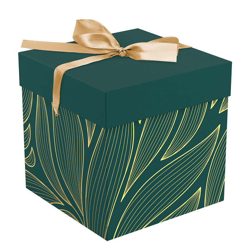 Изображение товара Складная подарочная коробка MESHU Leaves с лентой и фольгой 15х15 см